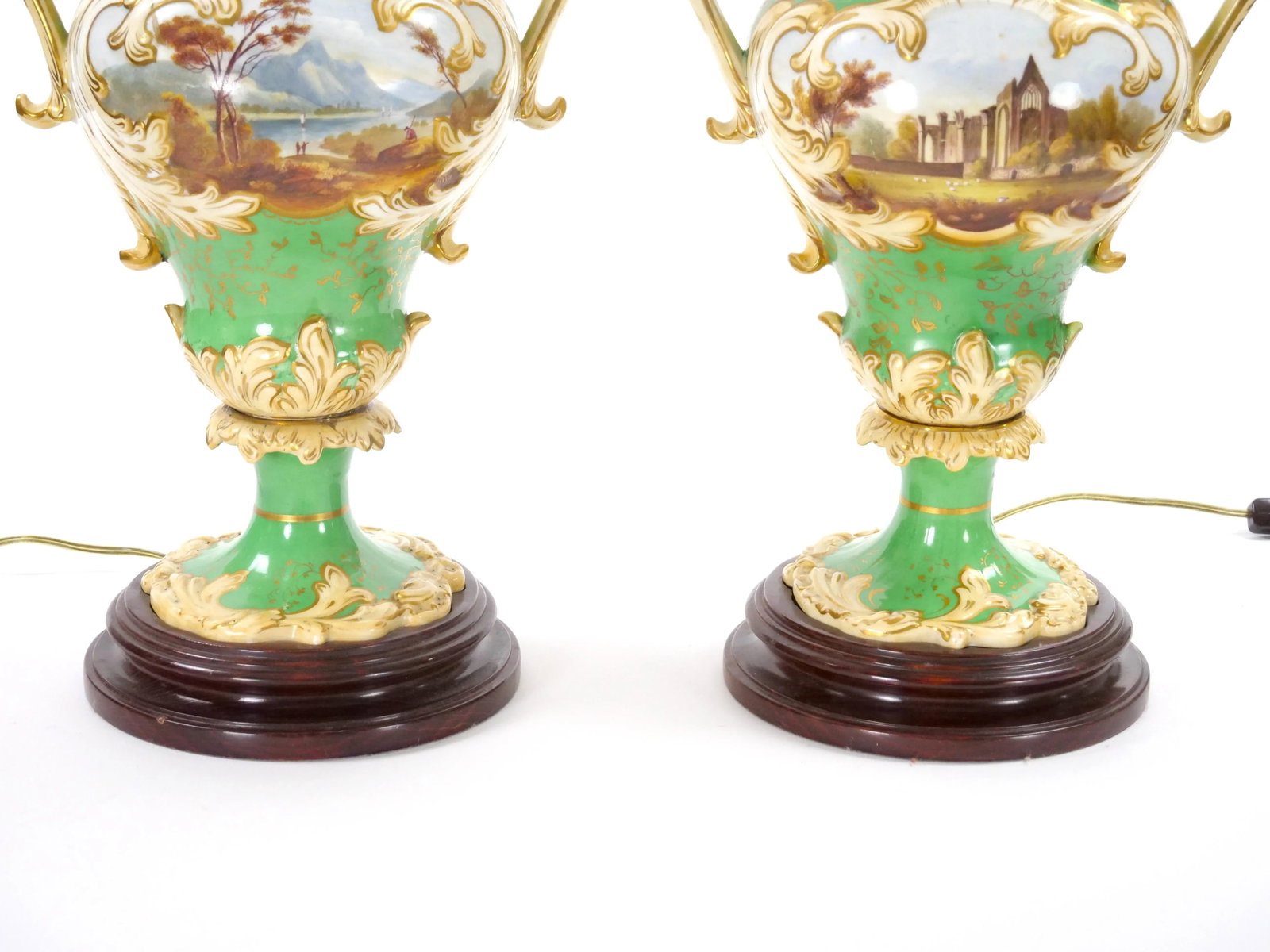 Early 20th Century Royal Worcester Hand-Painted and Gilt Porcelain Table Lamps - 8