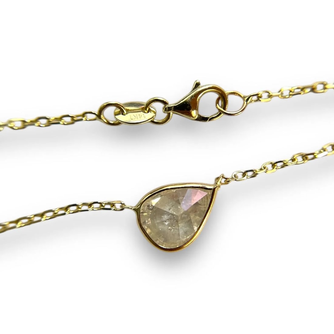 14k Yellow Gold 1.72ct Natural Diamond Bezeled Necklace - 4