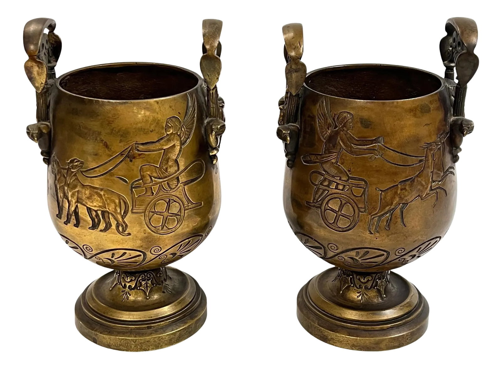 19th Century Grand Tour Greek Revival Bronze Vases - A Pair (1 of 8)