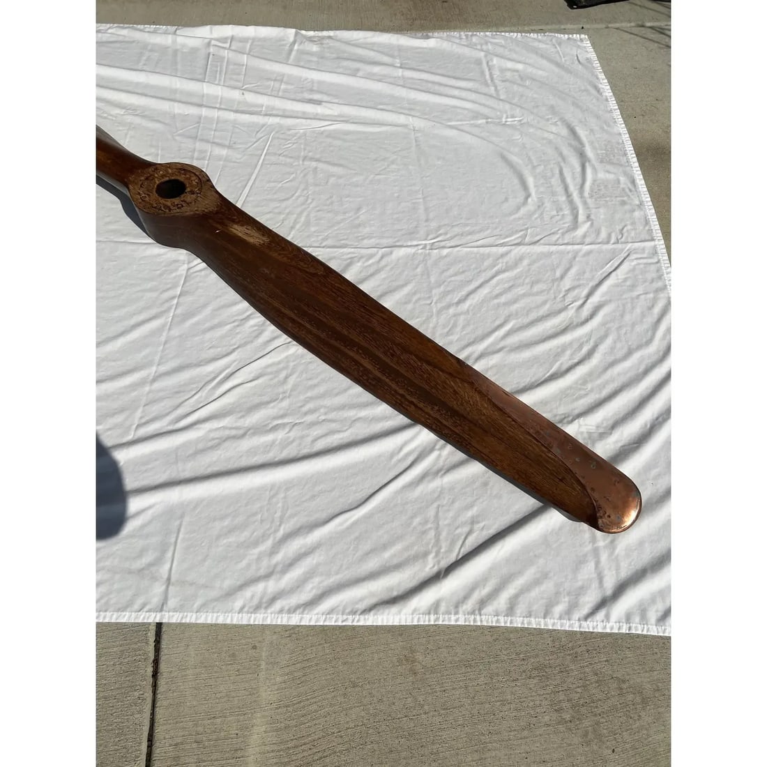 Vintage 1940's Wooden Airplane Propeller With Copper Tips - 2