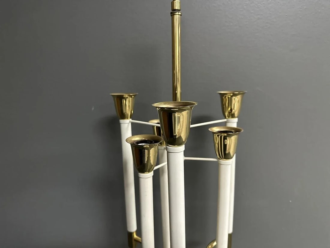 1960s Tommi Parzinger Style Tall Brass Table Lamp on Marble Base - 2