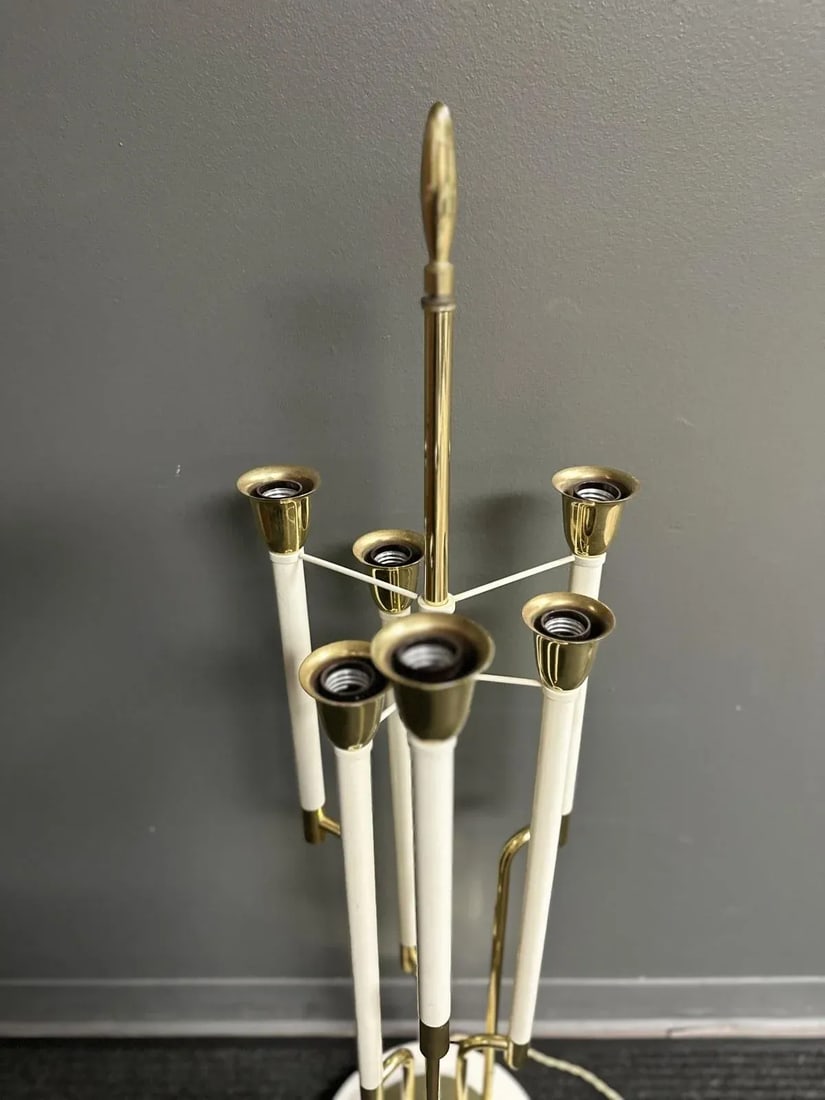 1960s Tommi Parzinger Style Tall Brass Table Lamp on Marble Base - 3