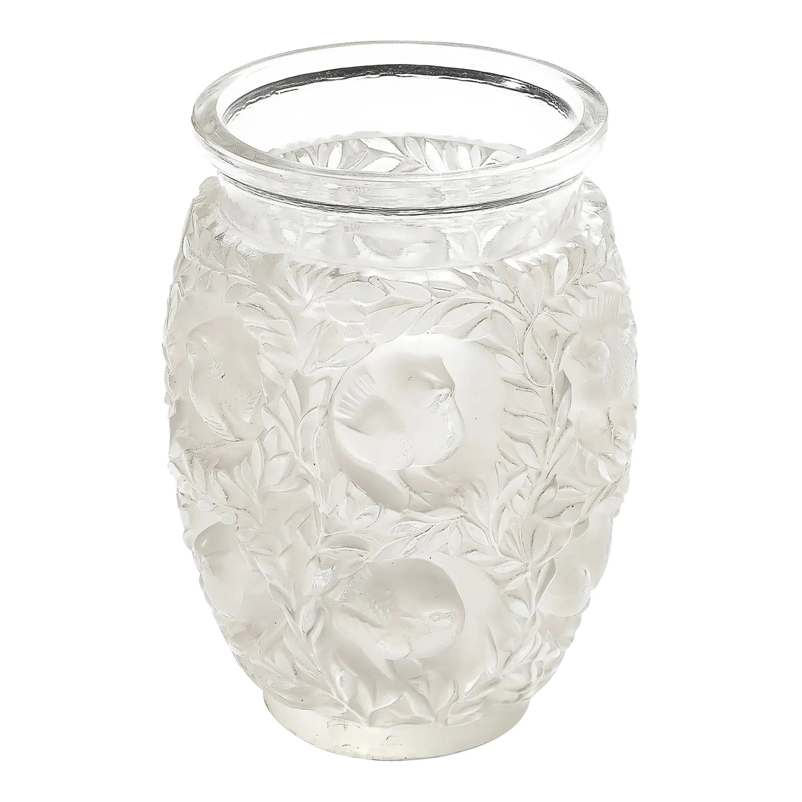 Mid-Century Modernist Crystal Bagatelle Vase Signed Lalique: This stunningly designed Mid-Century Modernist Crystal Bagatelle Vase signed Lalique originates from France, Circa 1980. An emblematic piece by Lalique first designed in 1939, this vase is a brilliant