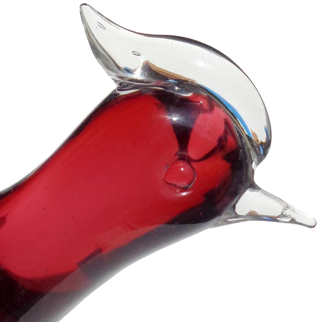 Vintage Murano Sommerso Red Amethyst Italian Art Glass Mid Century Bird Sculpture Figure - 3