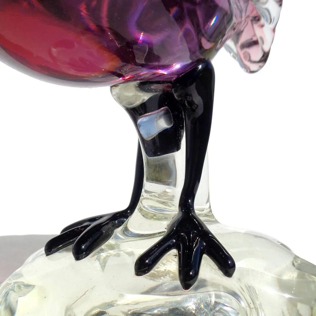 Vintage Murano Sommerso Red Amethyst Italian Art Glass Mid Century Bird Sculpture Figure - 6