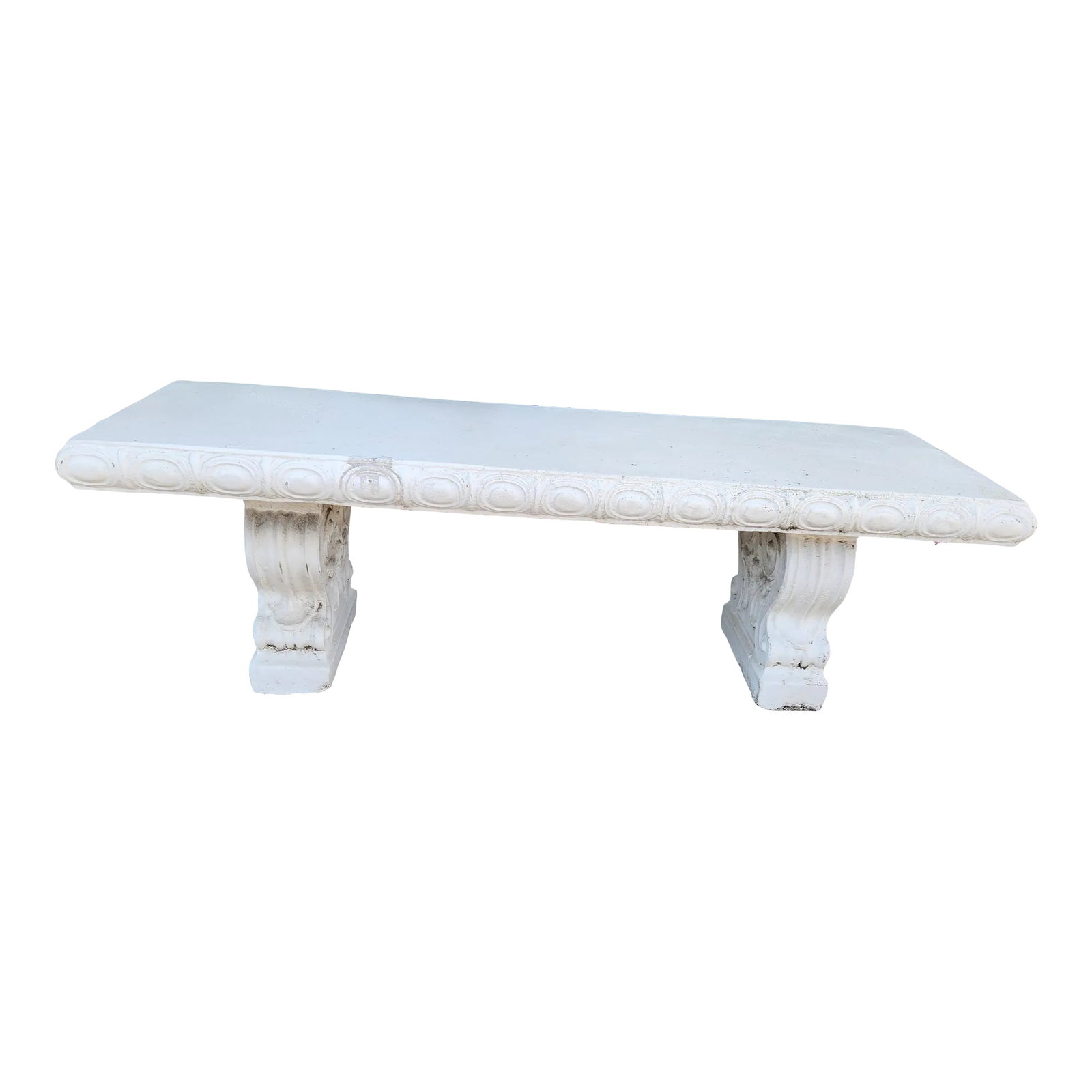 1970s White Concrete Garden Bench: 1970's Very heavy white concrete bench is in good vintage condition perfect for any space of your garden Condition: Alterations: Unknown Imperfections: Some Imperfections Condition Notes: beautiful Vi