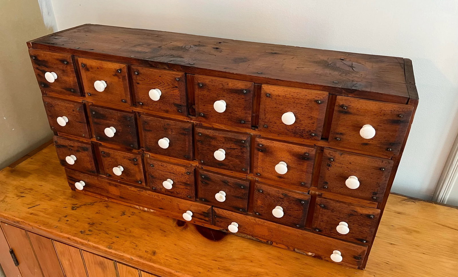 Antique Pine Apothecary Cabinet or Spice Drawer - 2