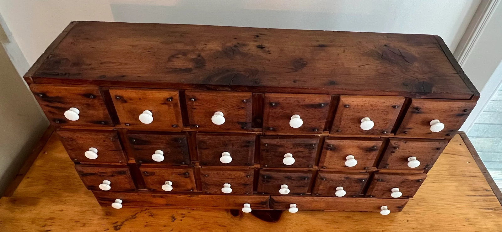 Antique Pine Apothecary Cabinet or Spice Drawer - 3
