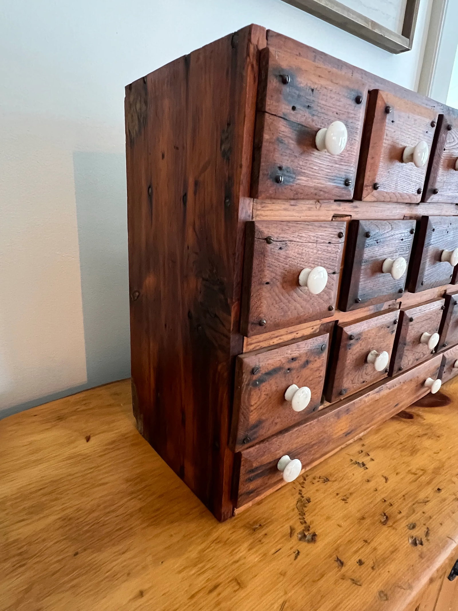 Antique Pine Apothecary Cabinet or Spice Drawer - 4