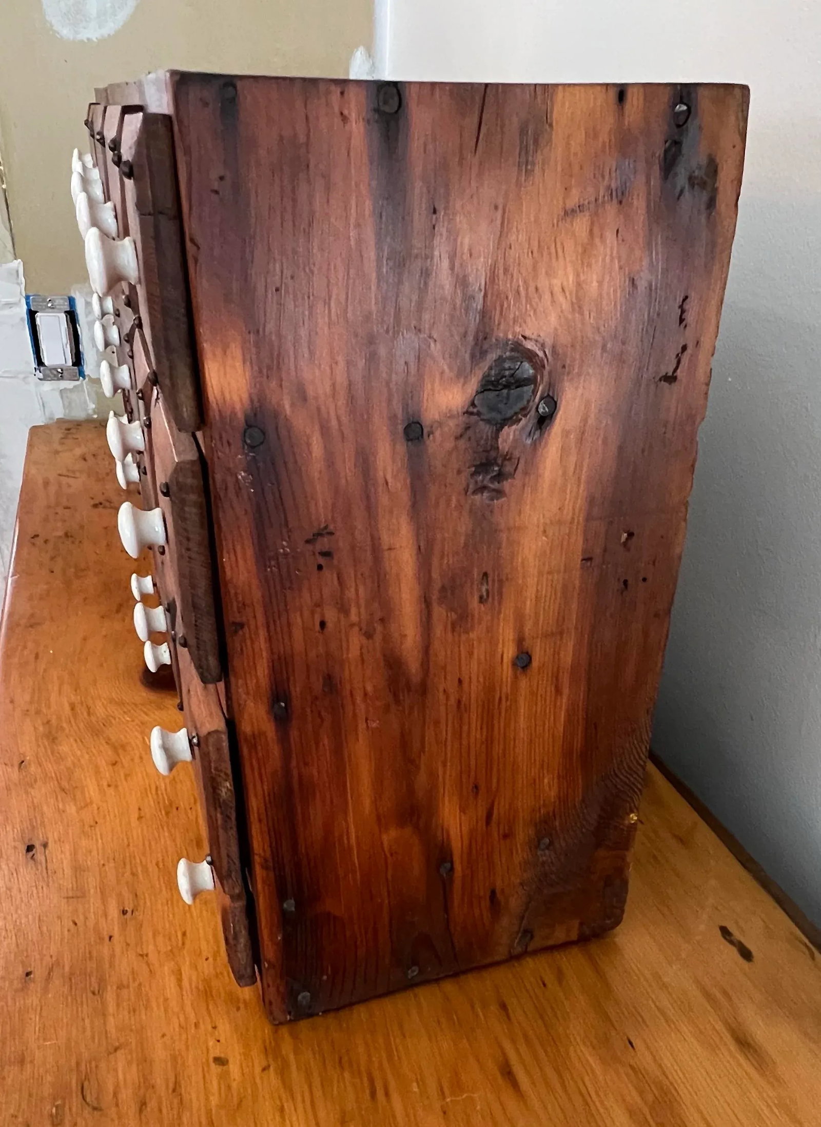 Antique Pine Apothecary Cabinet or Spice Drawer - 5
