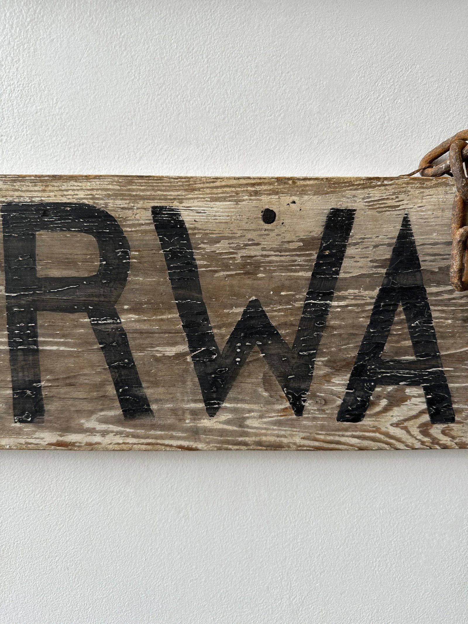 Antique Hand-Painted Wood "Riverwae" Sign, Circa 1920s - 8