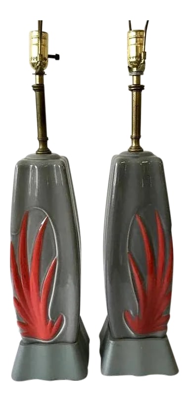 1950s Atomic Age Ceramic Table Lamps - a Pair (1 of 4)