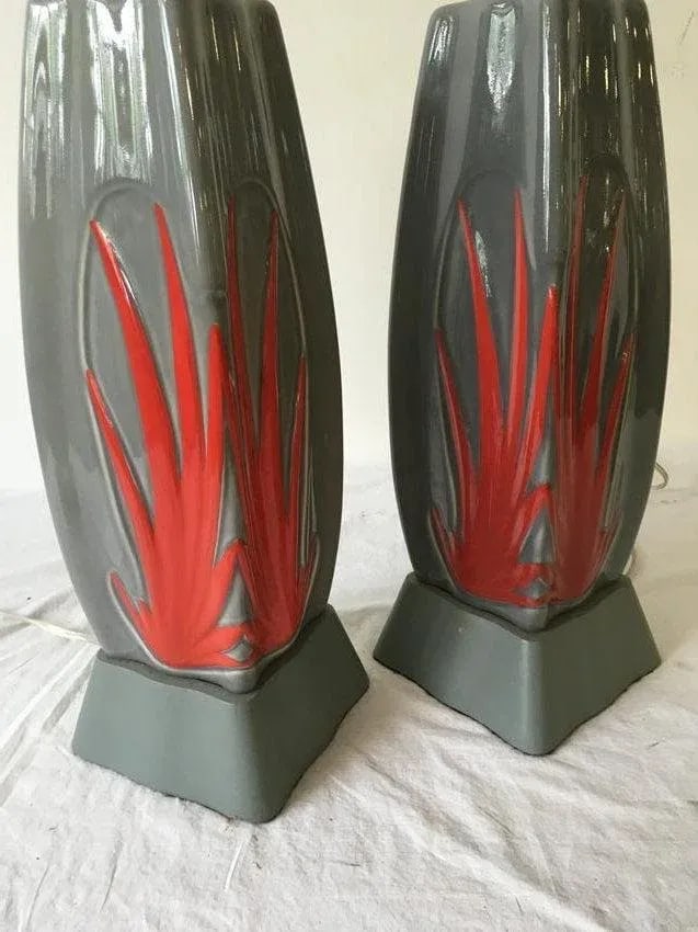 1950s Atomic Age Ceramic Table Lamps - a Pair - 2