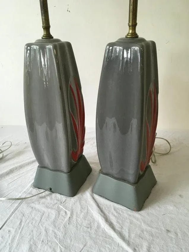 1950s Atomic Age Ceramic Table Lamps - a Pair - 3