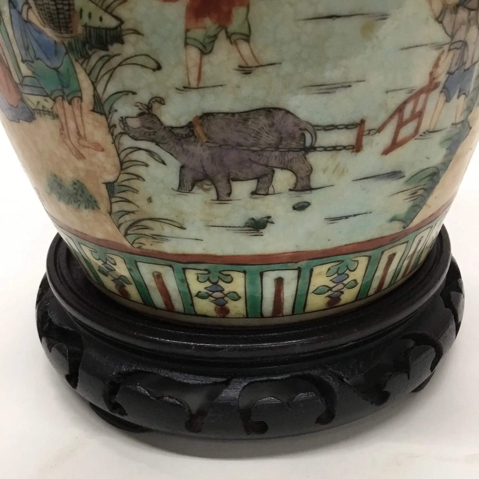 Late 19th Century Antique Chinese Lamp Handpainted With Village Scenes - 10