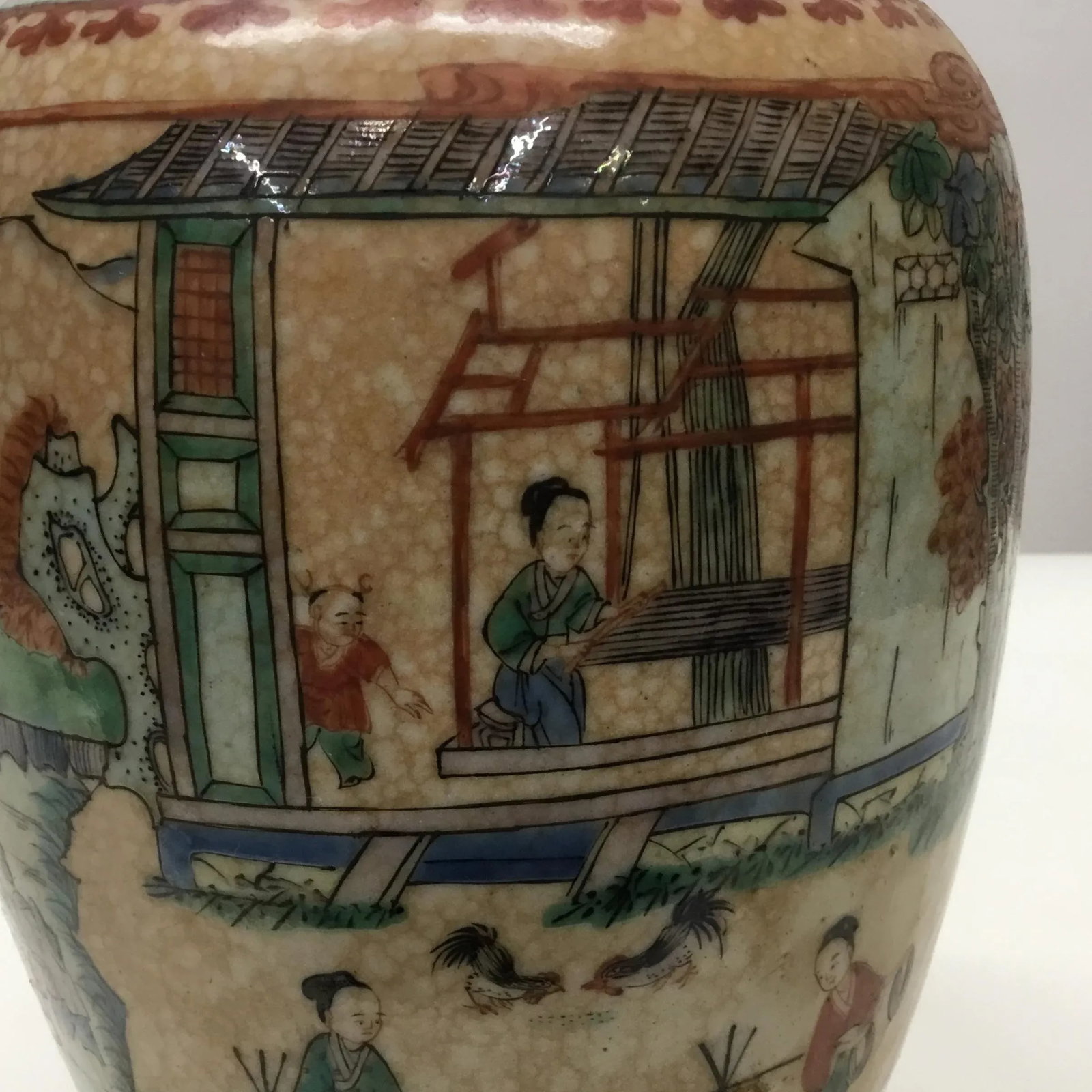 Late 19th Century Antique Chinese Lamp Handpainted With Village Scenes - 12