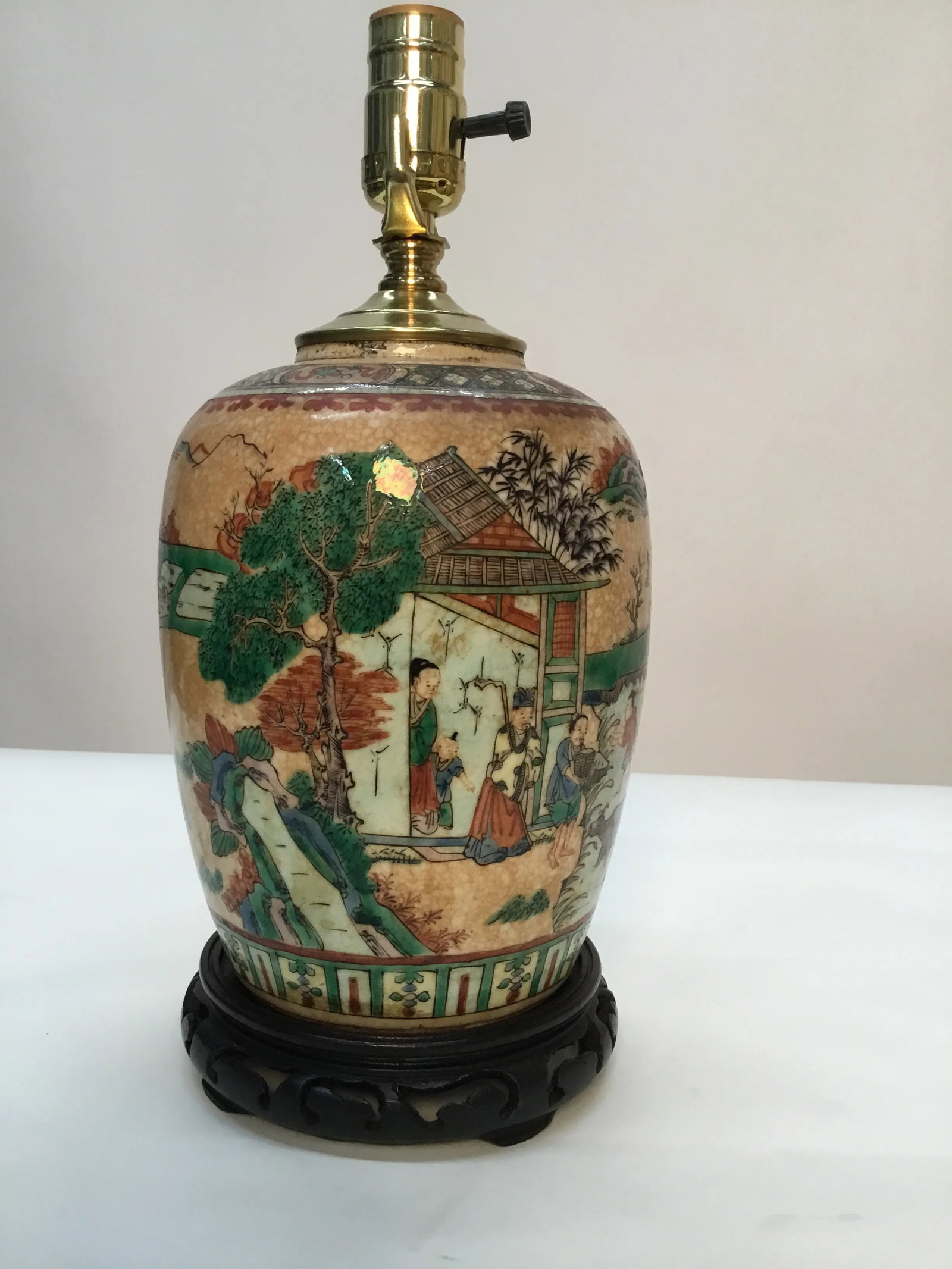 Late 19th Century Antique Chinese Lamp Handpainted With Village Scenes - 13