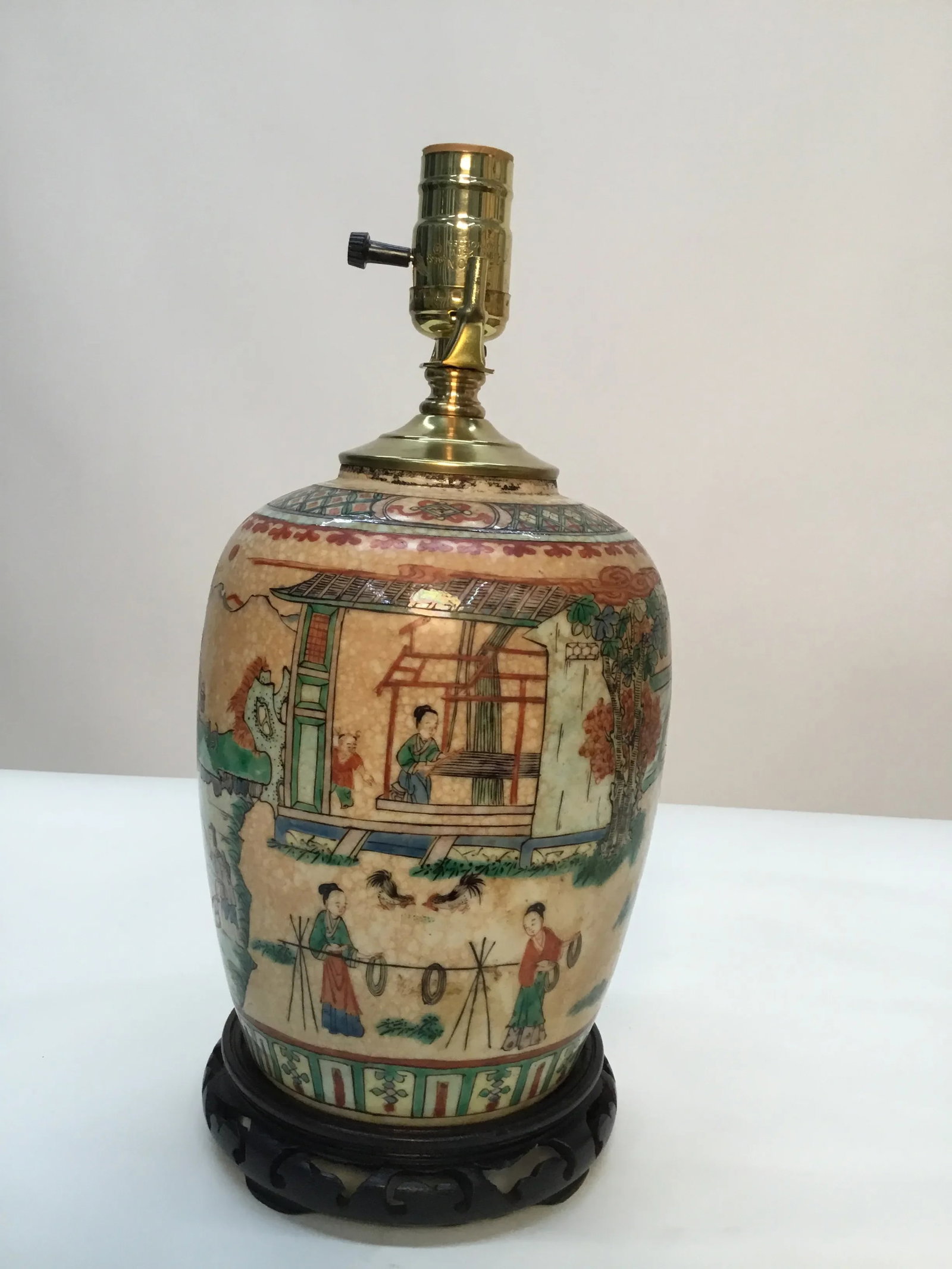 Late 19th Century Antique Chinese Lamp Handpainted With Village Scenes - 3