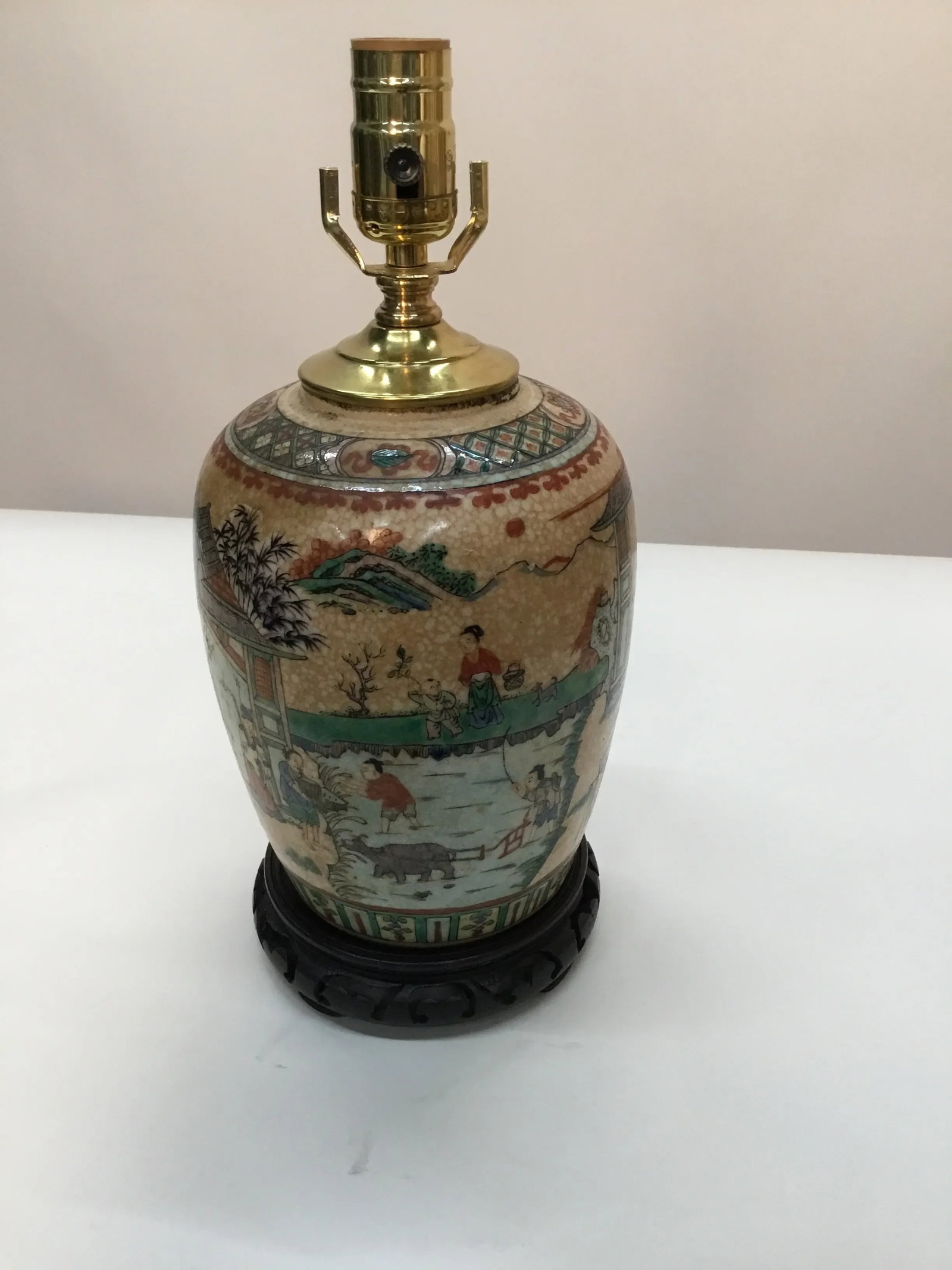 Late 19th Century Antique Chinese Lamp Handpainted With Village Scenes - 8