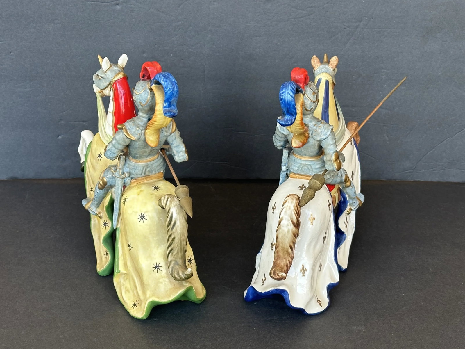 Vintage Ceramic Jousting Medieval Knight Figurines, a Pair - 4