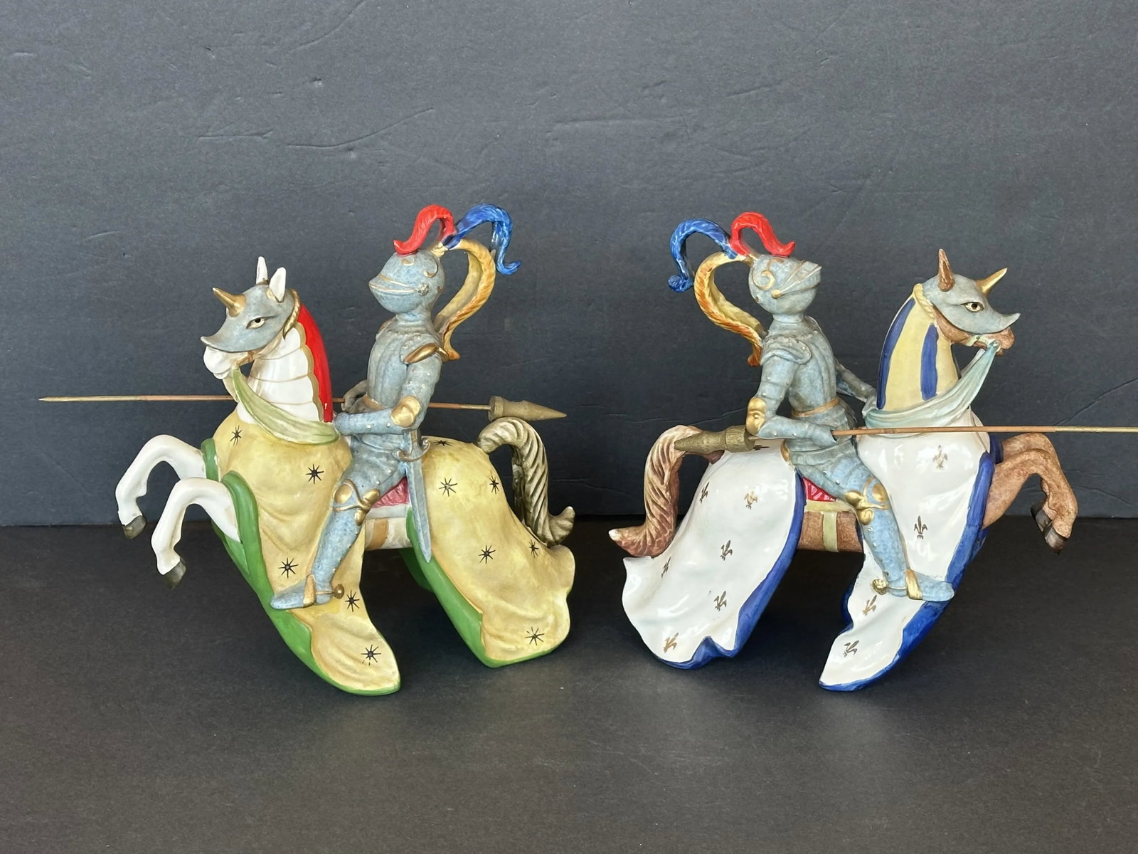 Vintage Ceramic Jousting Medieval Knight Figurines, a Pair - 6