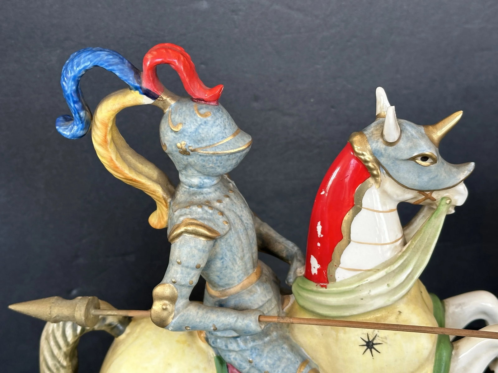Vintage Ceramic Jousting Medieval Knight Figurines, a Pair - 7