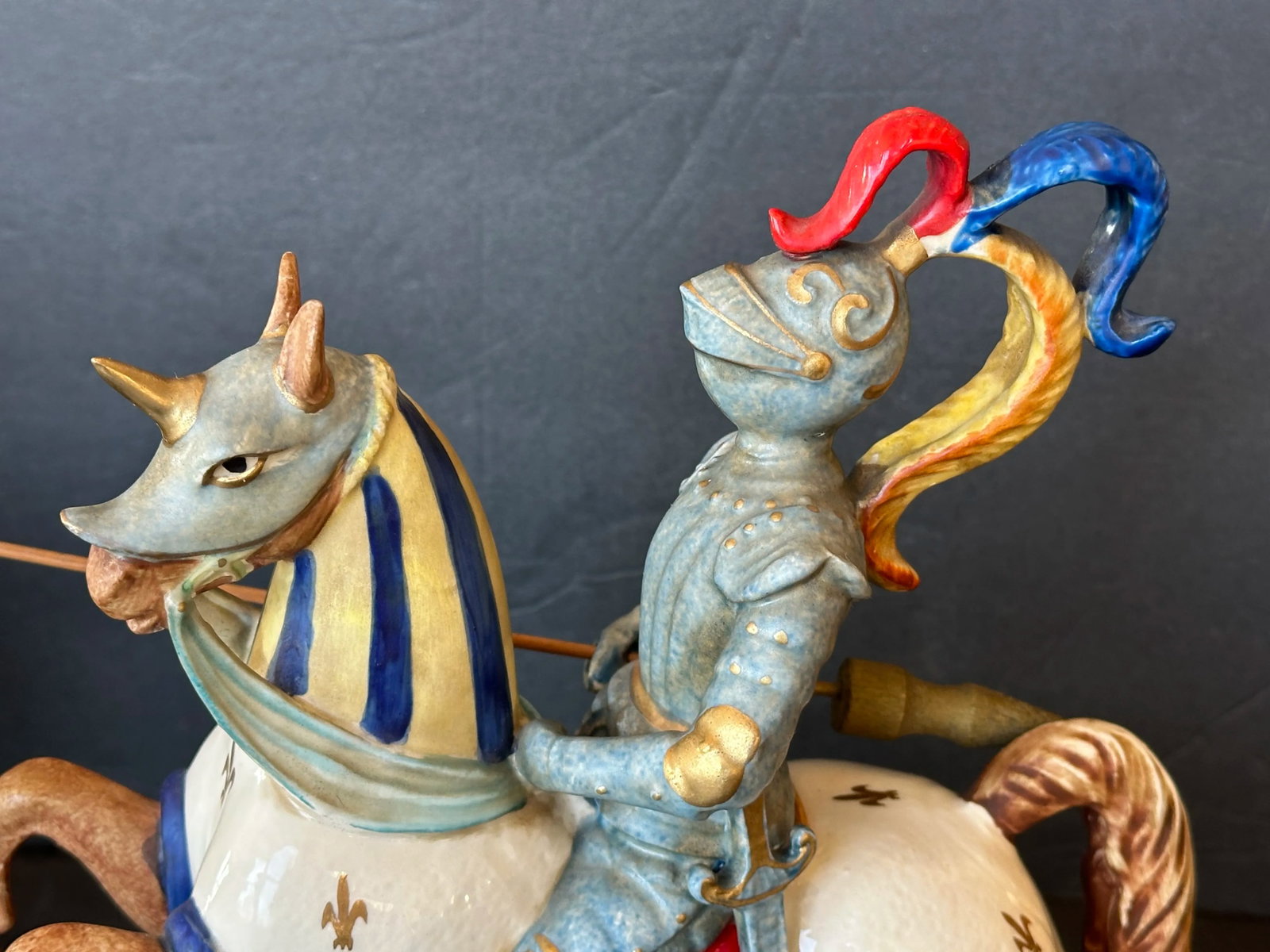 Vintage Ceramic Jousting Medieval Knight Figurines, a Pair - 8