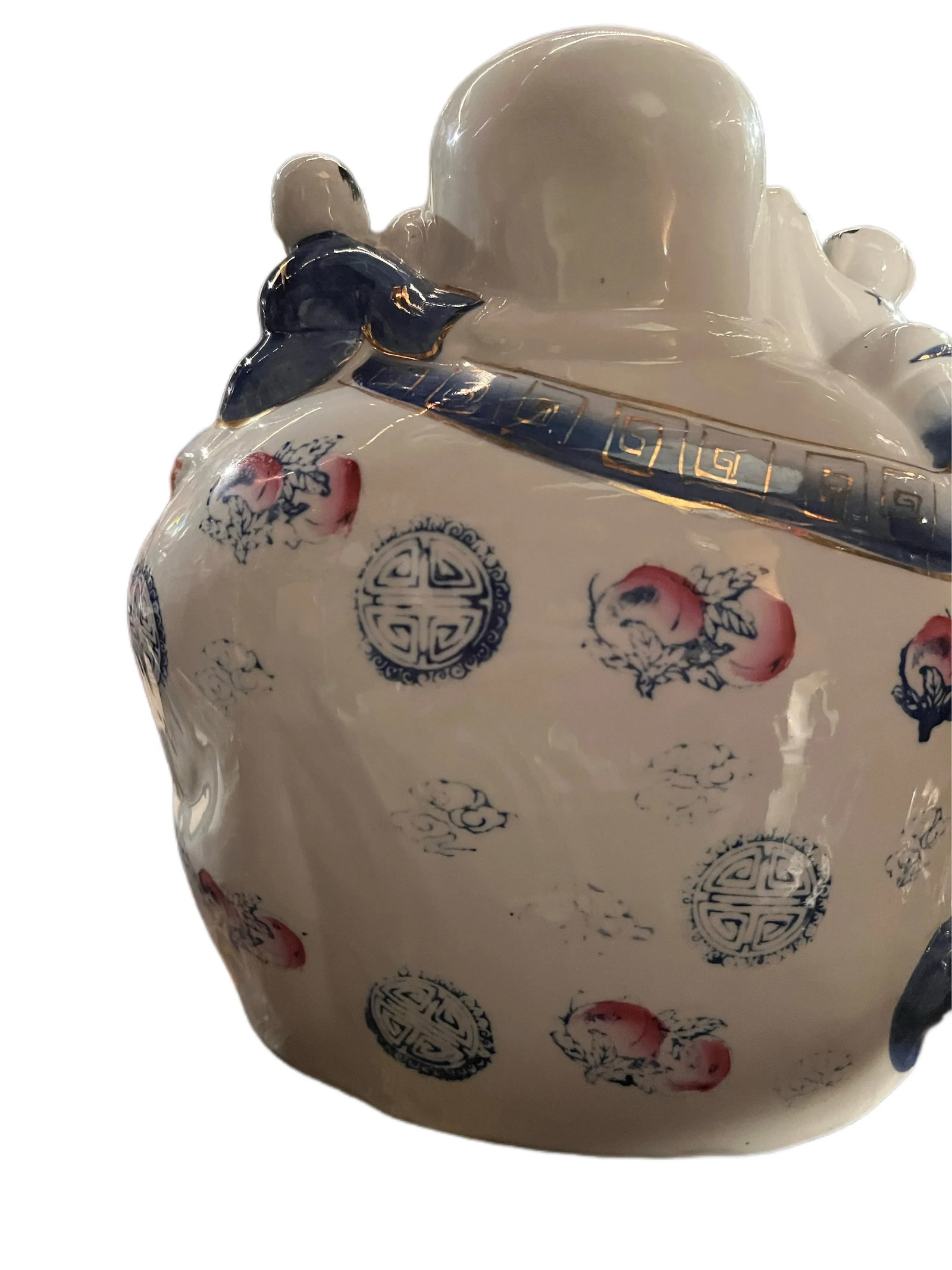 Antique Chinese Famille Rose Porcelain Fertility Buddha With Children Statue - 4