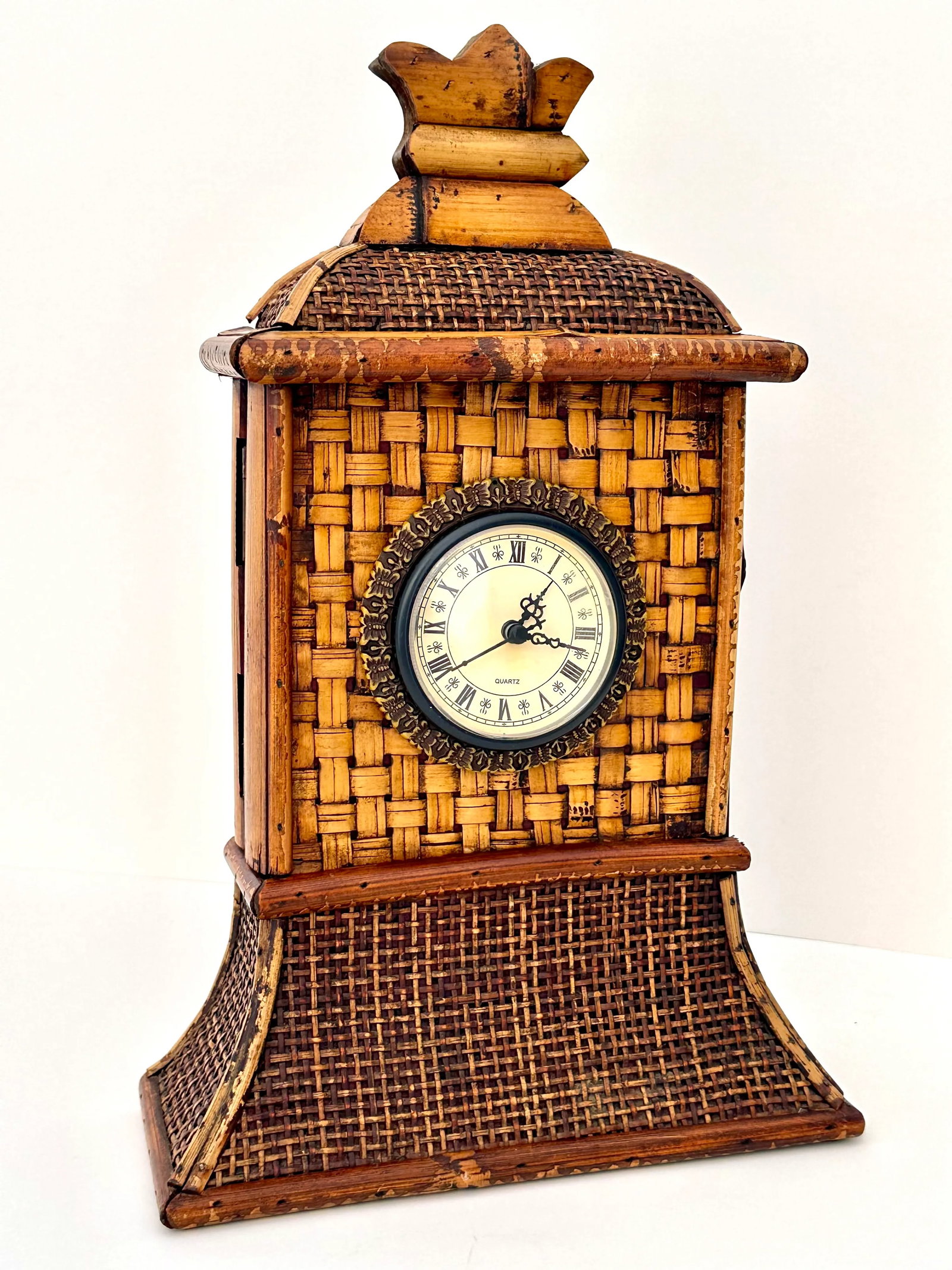 Bamboo and Rattan Mantel Clock - 2