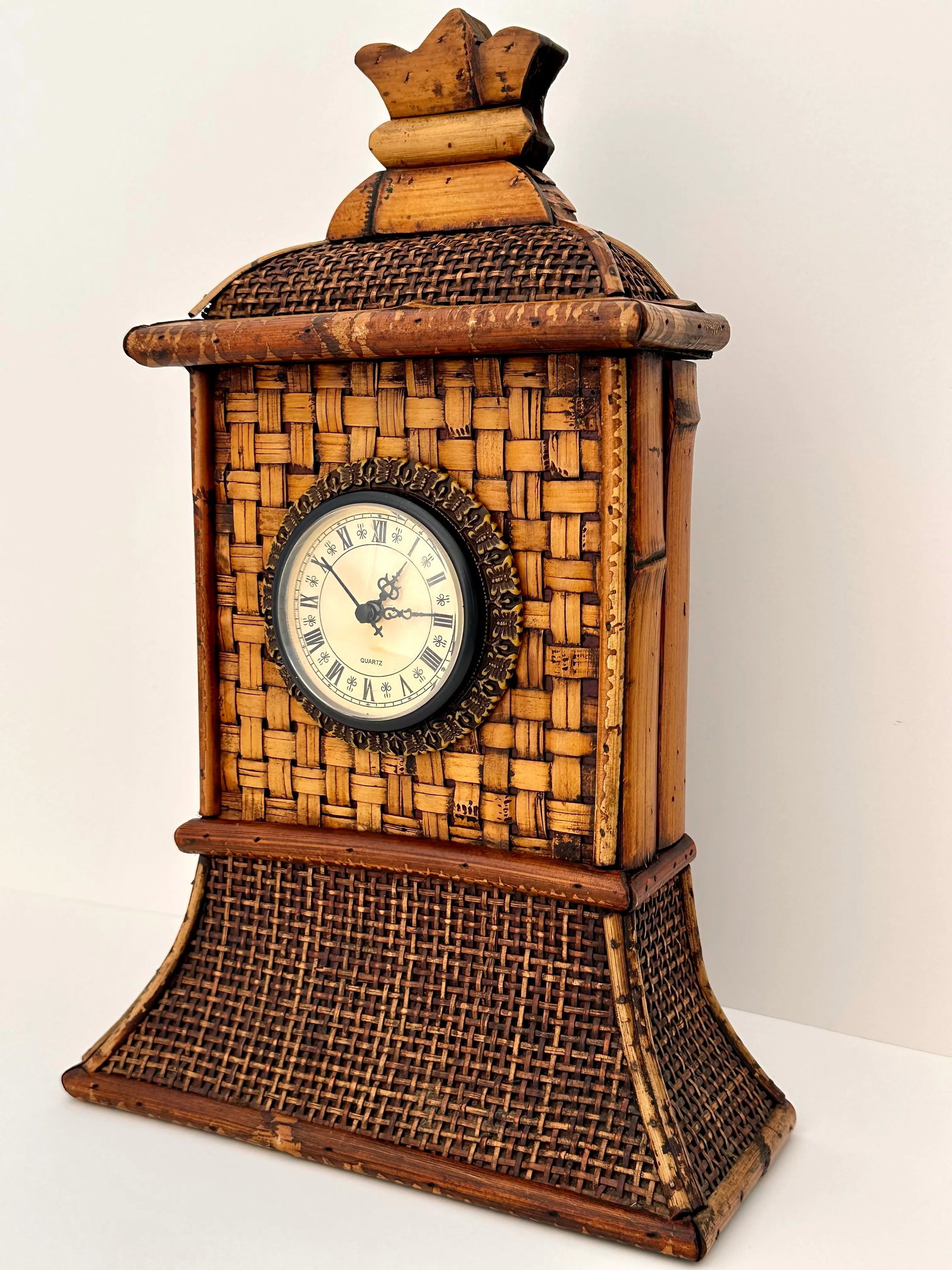 Bamboo and Rattan Mantel Clock - 3