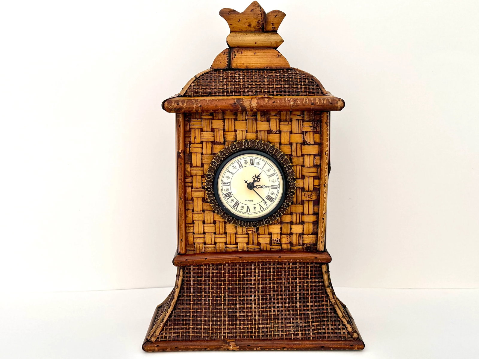 Bamboo and Rattan Mantel Clock - 9
