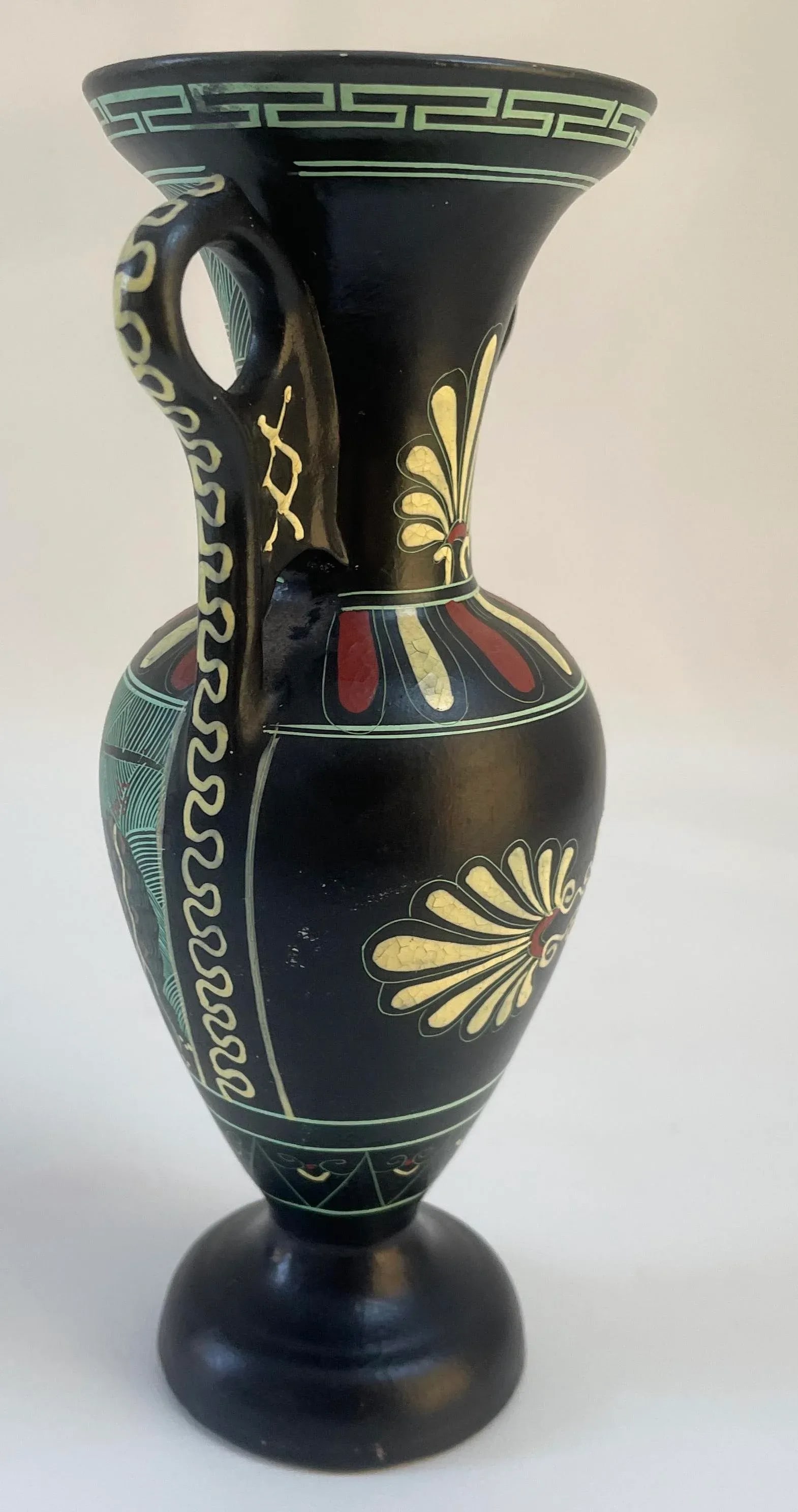 Vintage Neoclassical Black Greek Amphora Vase - 5