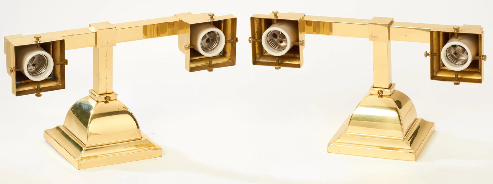 Pair of Vintage Polished Brass Two Arm Wall Sconces by Brass Light Gallery - 3