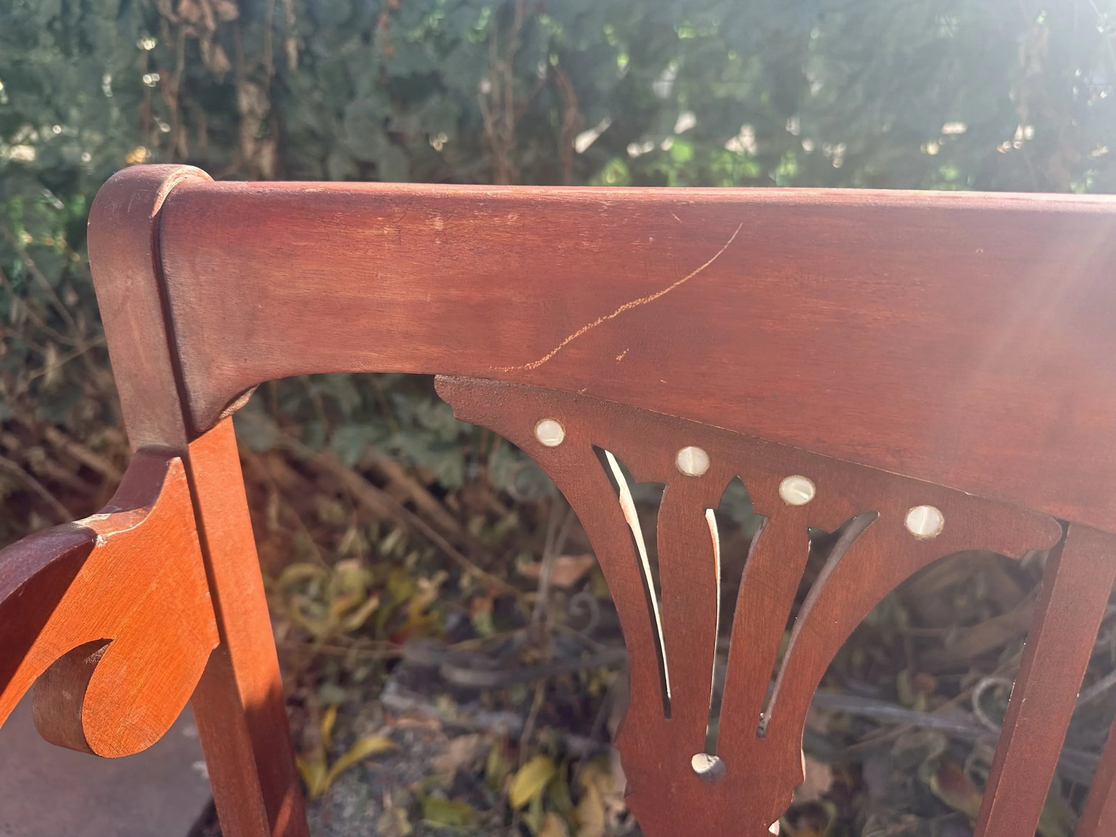 19th Century Antique Settee Bench/Couch Mother of Pearl Inlay - 4