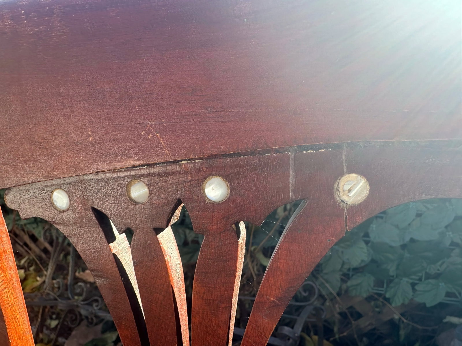 19th Century Antique Settee Bench/Couch Mother of Pearl Inlay - 5