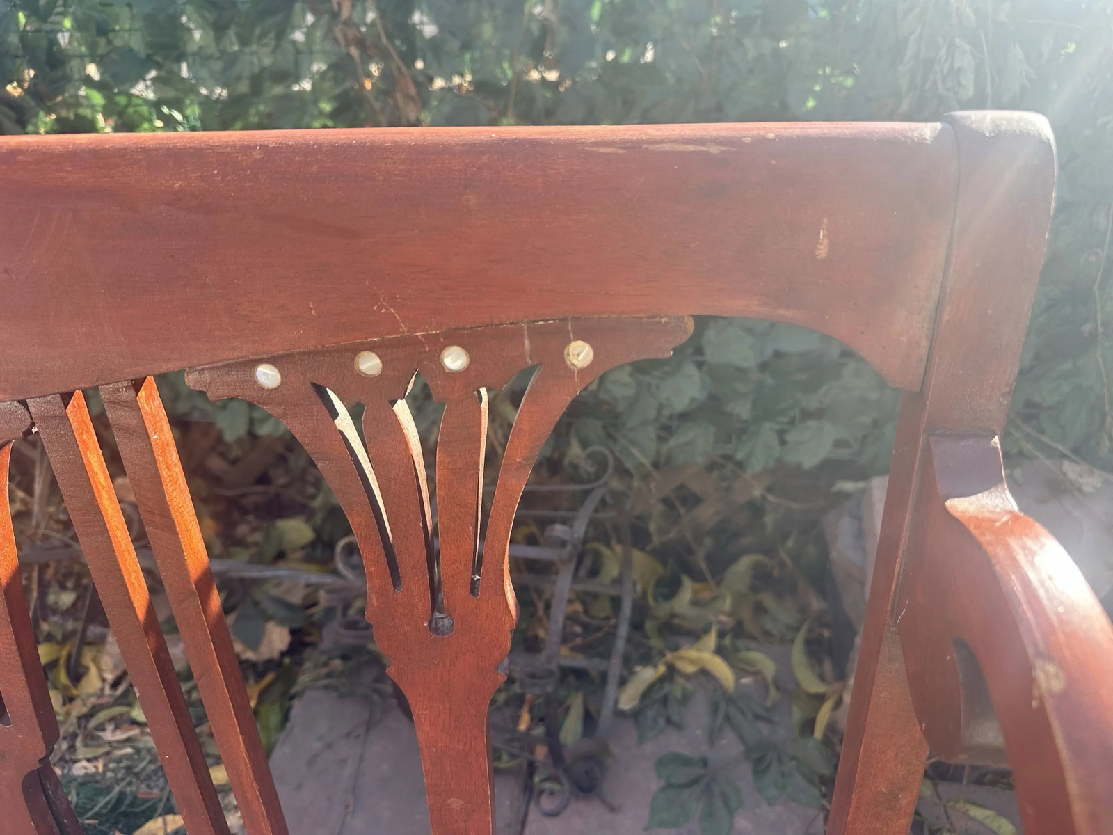 19th Century Antique Settee Bench/Couch Mother of Pearl Inlay - 6