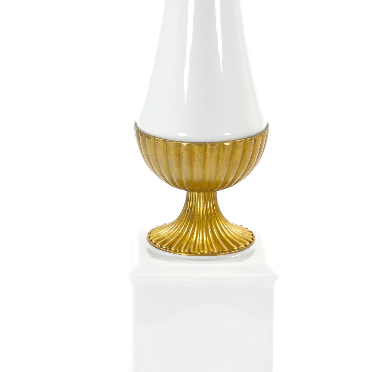 Mid-20th Century Italian Art Deco Porcelain Table Lamps/Gilt Brass Accents - 5