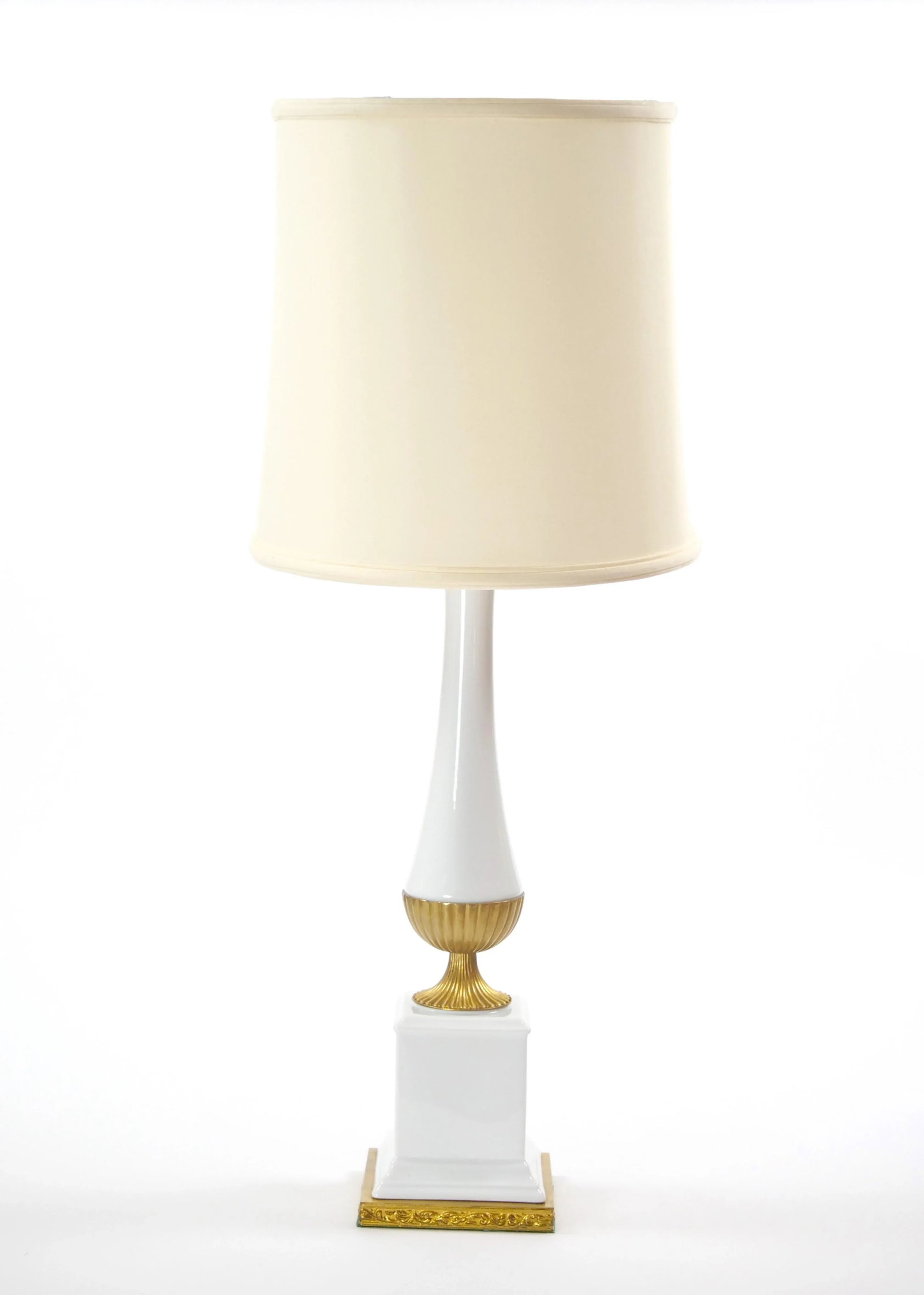 Mid-20th Century Italian Art Deco Porcelain Table Lamps/Gilt Brass Accents - 8