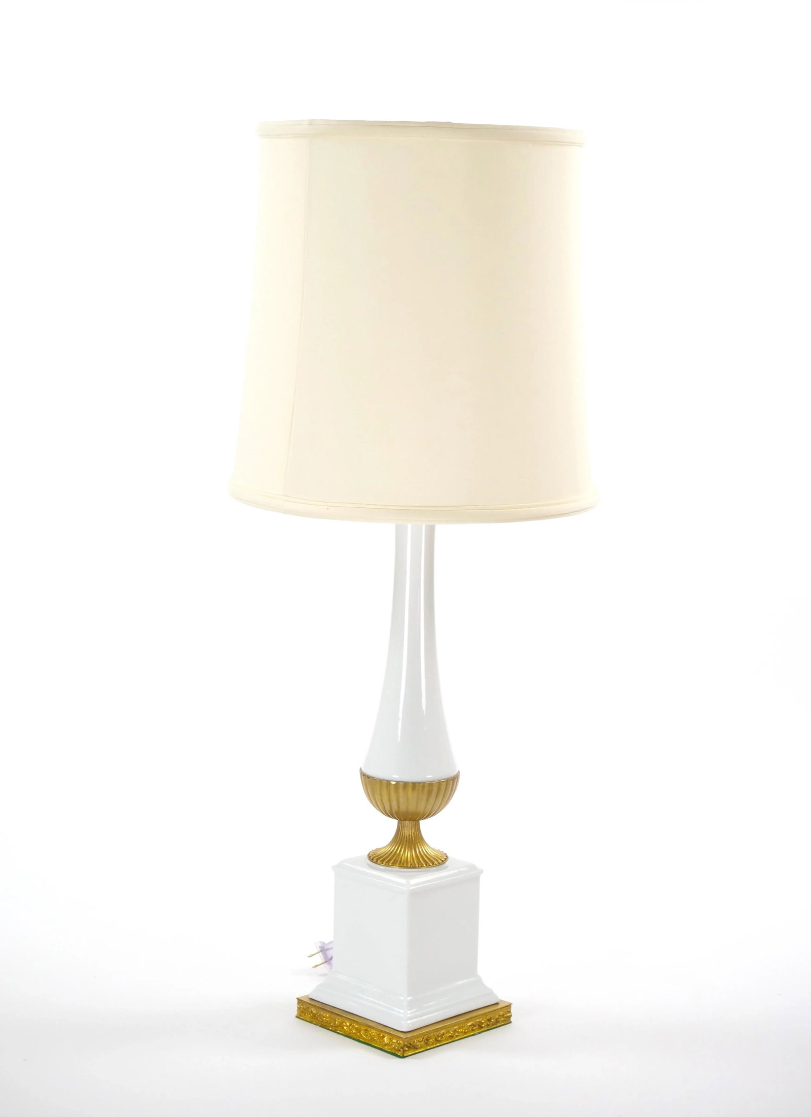 Mid-20th Century Italian Art Deco Porcelain Table Lamps/Gilt Brass Accents - 9