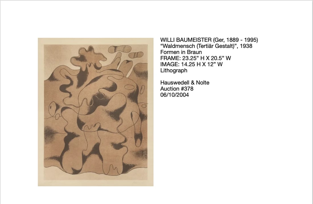 Willi Baumeister Lithograph - "Waldmensch (Tertiar Gestalt)" Signed - 8