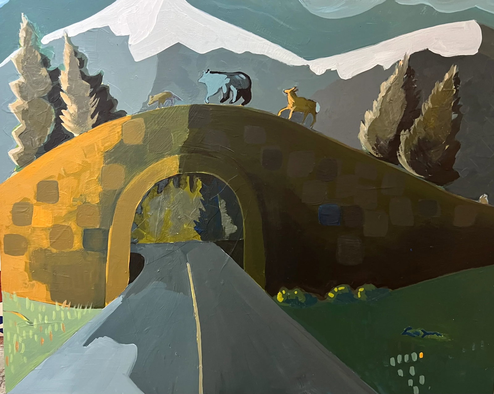 "Happy Animals" Painting of Wildlife Crossing by LWren Walraven (1 of 9)