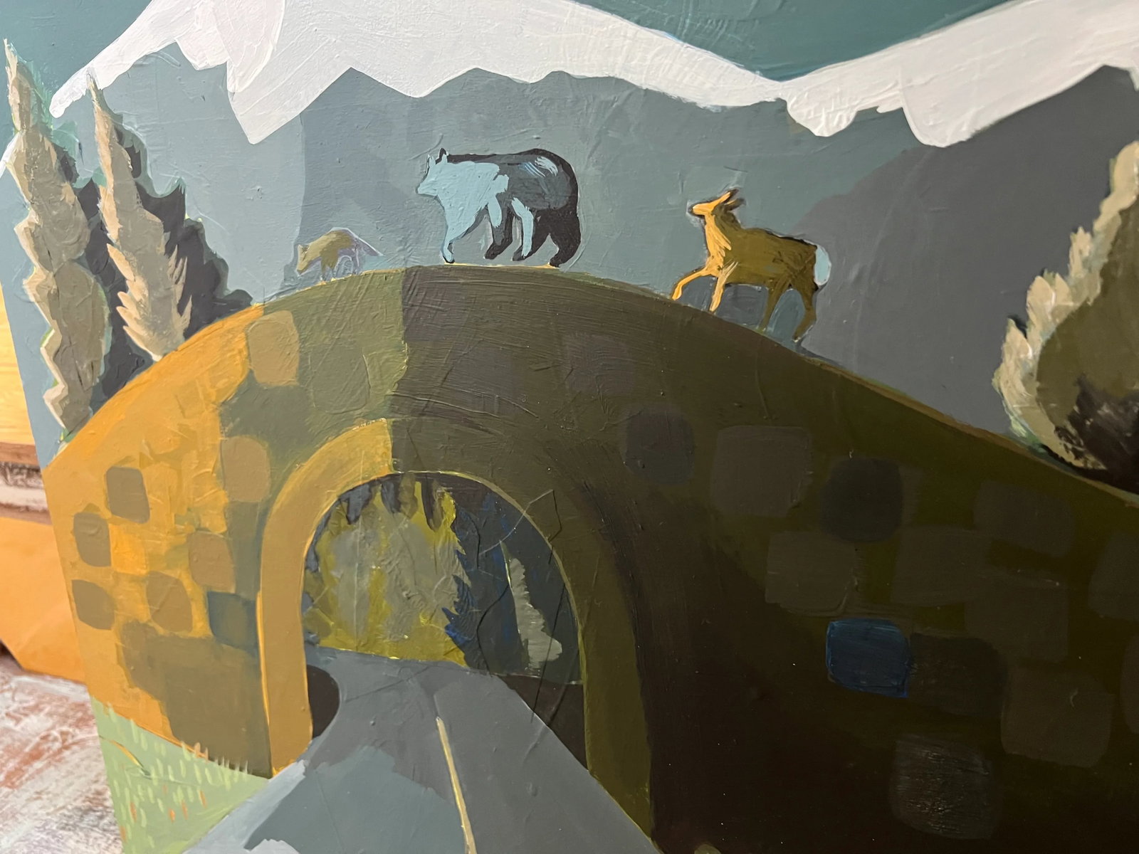 "Happy Animals" Painting of Wildlife Crossing by LWren Walraven - 4