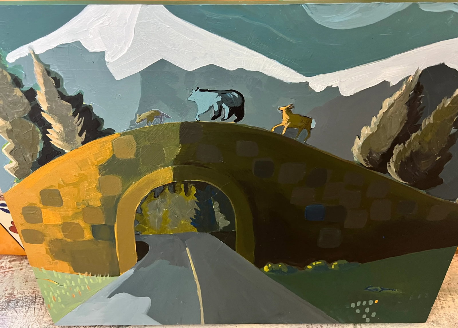 "Happy Animals" Painting of Wildlife Crossing by LWren Walraven - 8