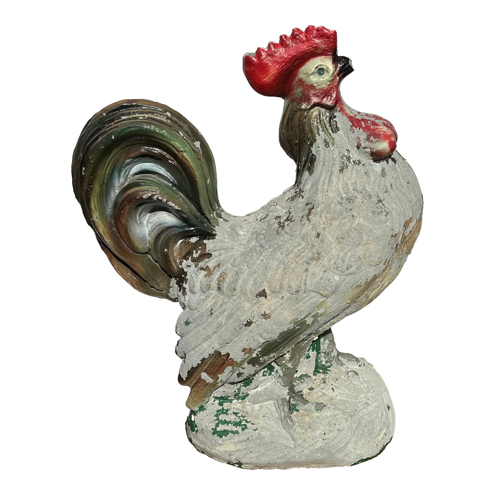 Weathered Cast Stone Garden Rooster Statue (1 of 9)