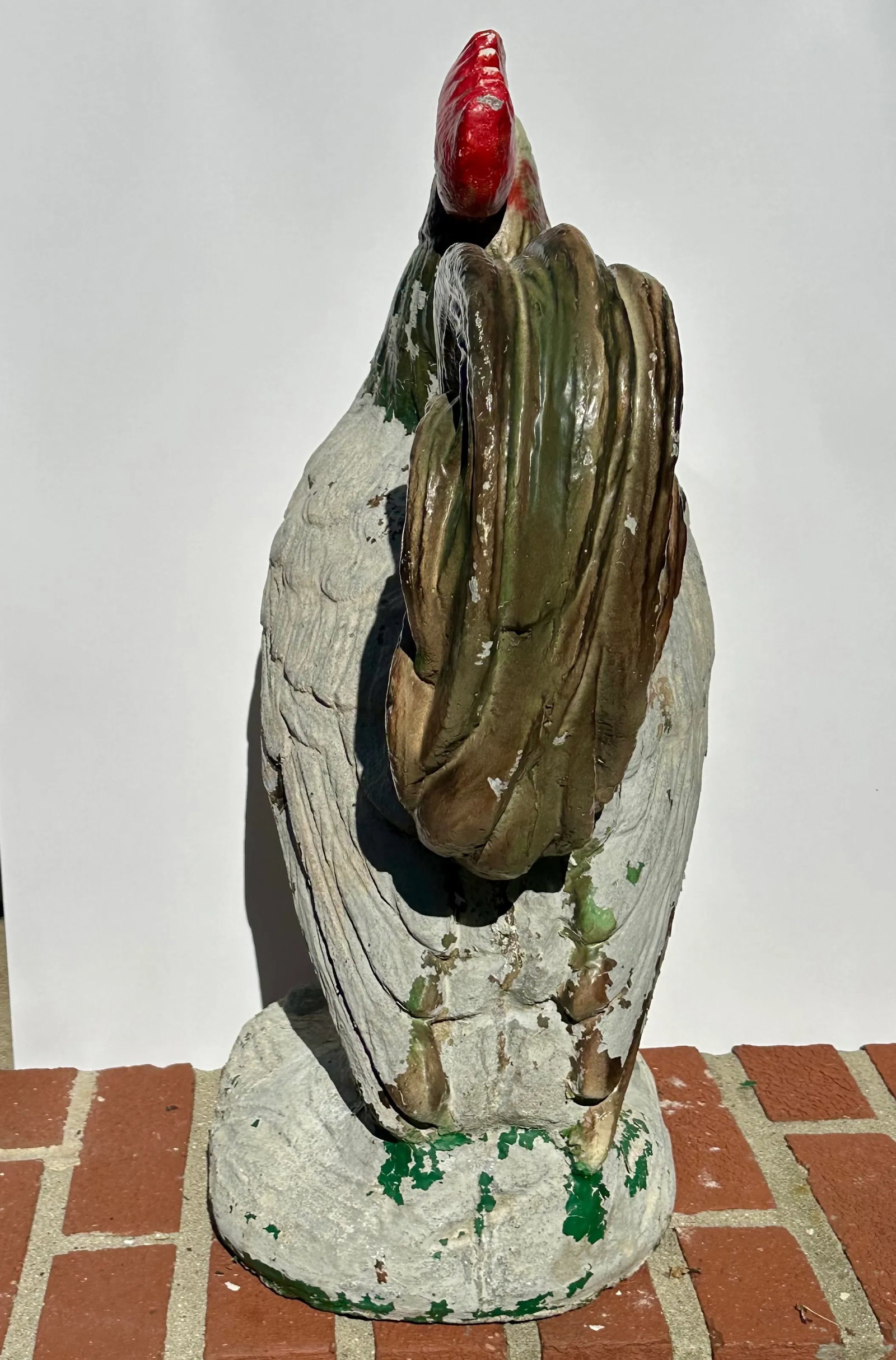Weathered Cast Stone Garden Rooster Statue - 2