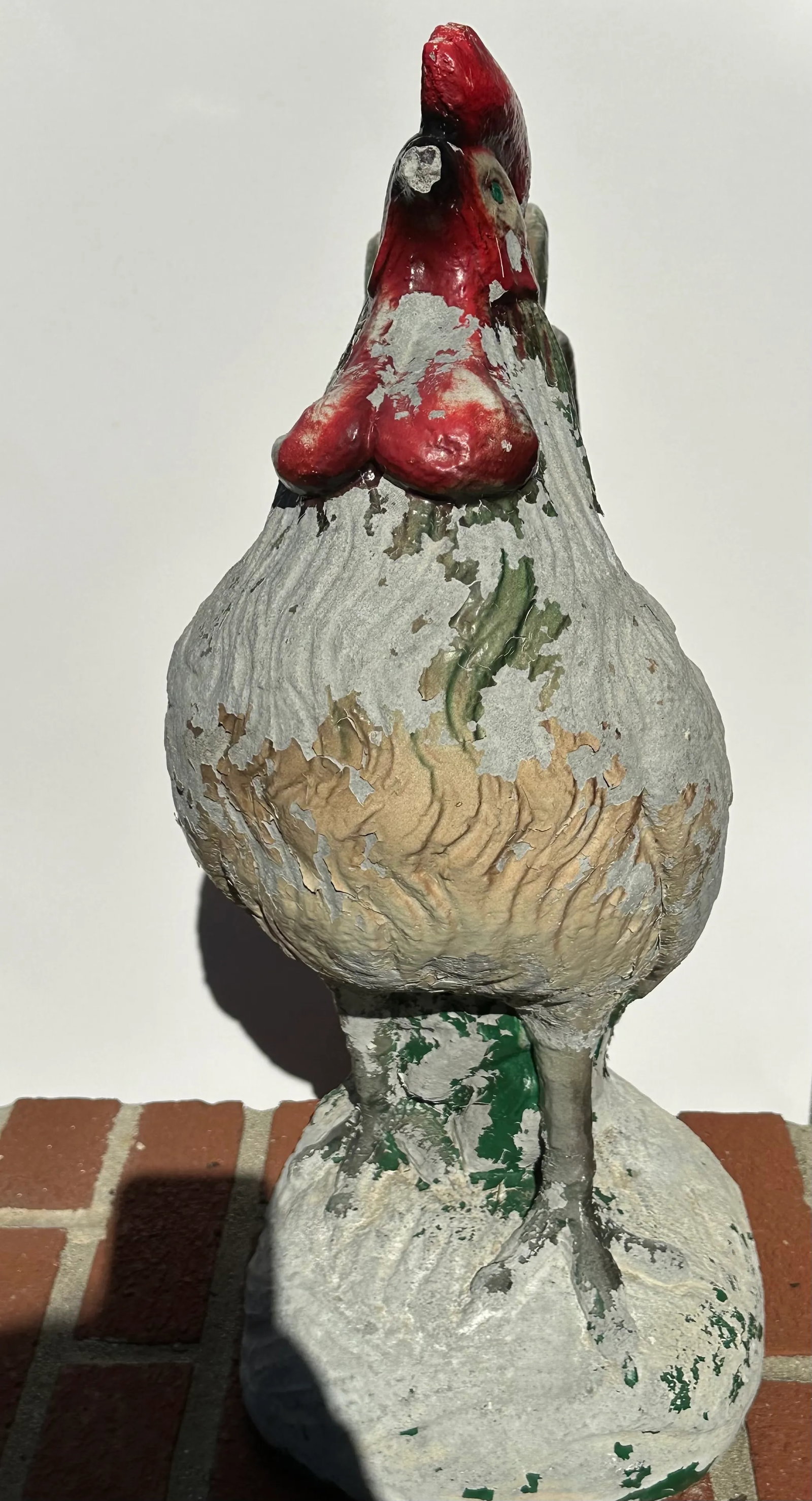 Weathered Cast Stone Garden Rooster Statue - 3