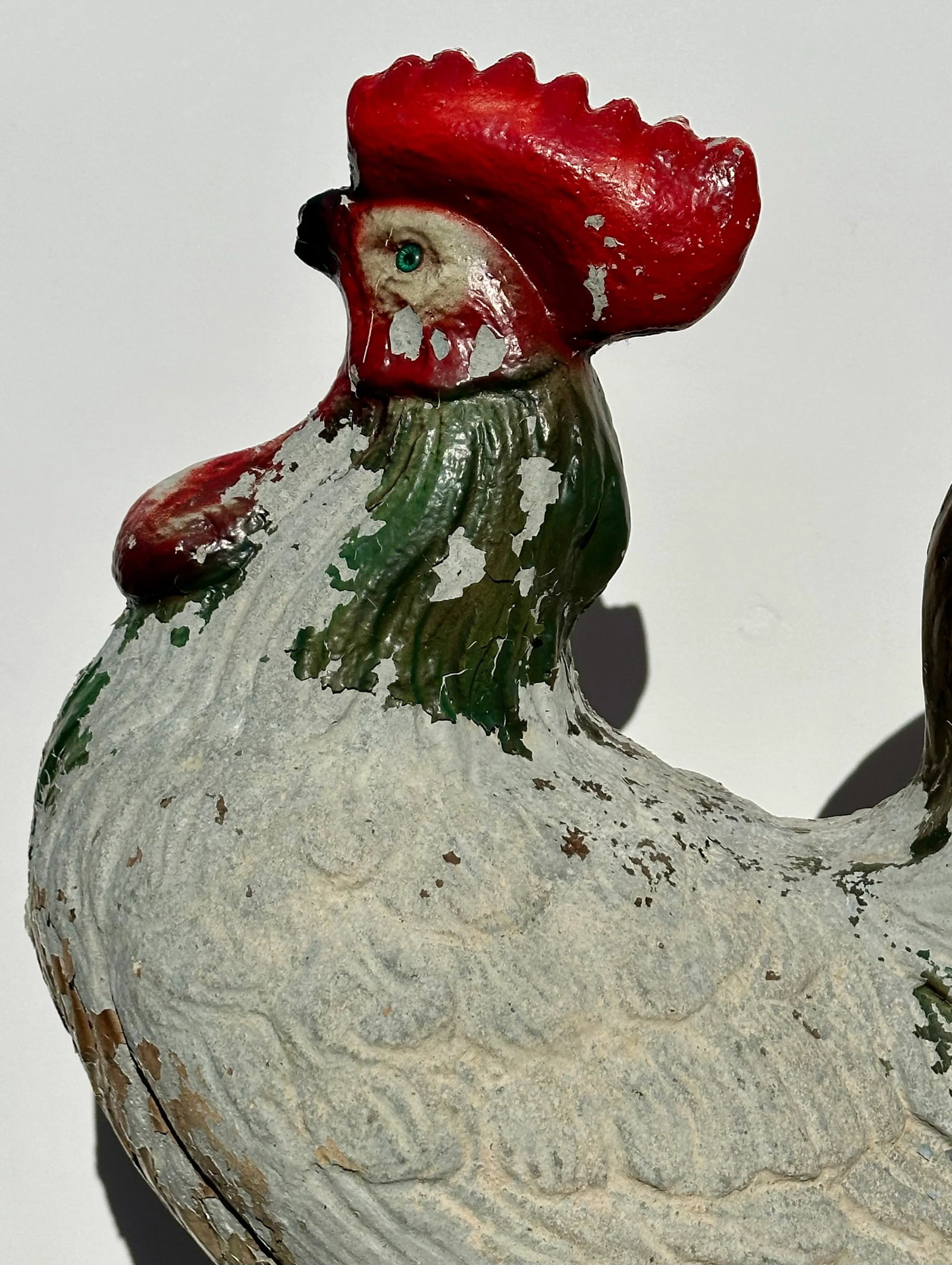 Weathered Cast Stone Garden Rooster Statue - 7