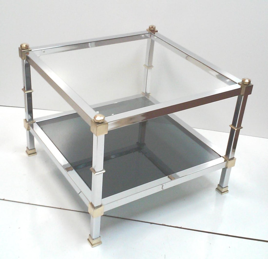 1980s Attributed to Maison Jansen Chrome and Glass End Tables-a Par - 2