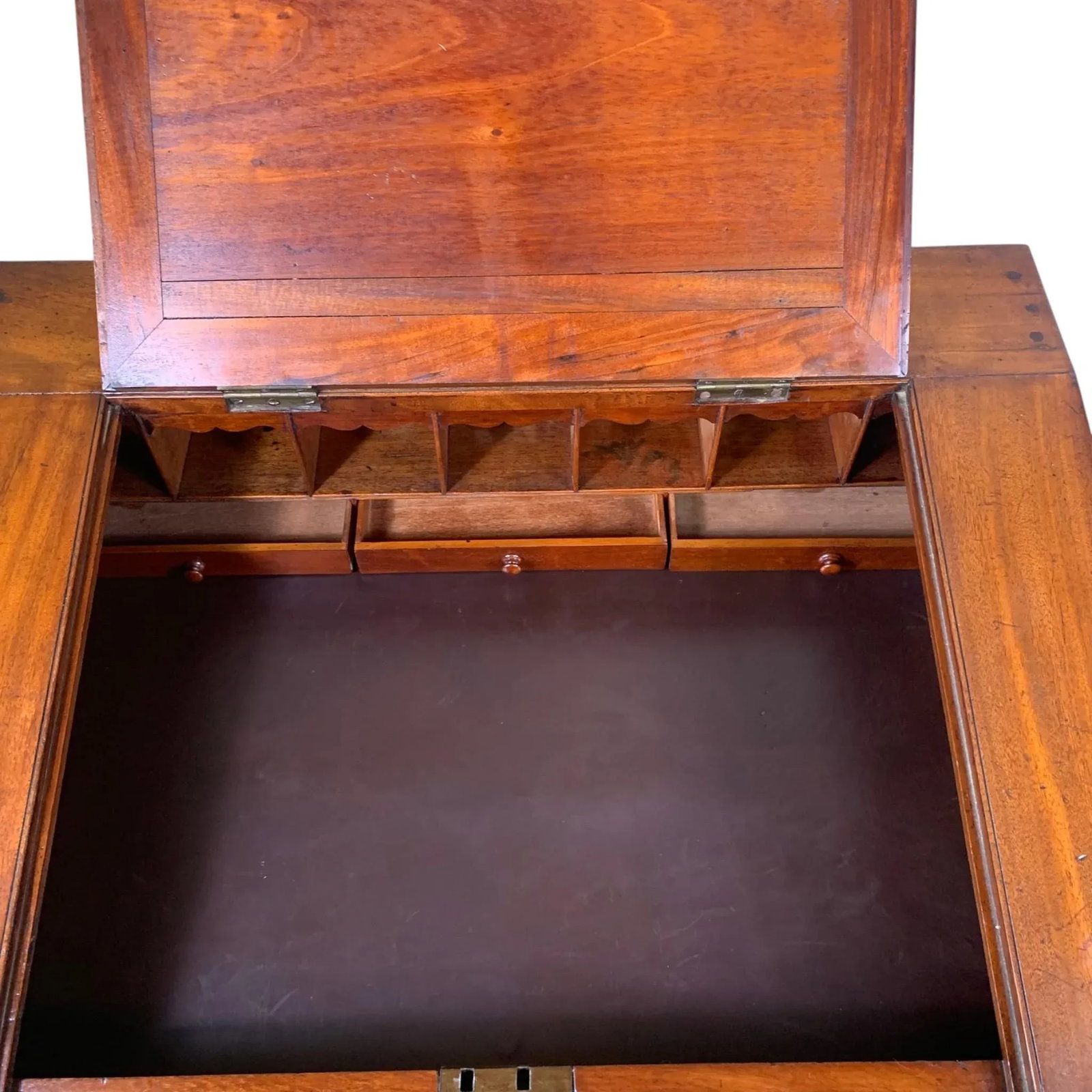 Antique English Slant Front Mahogany Desk on Stand - 6