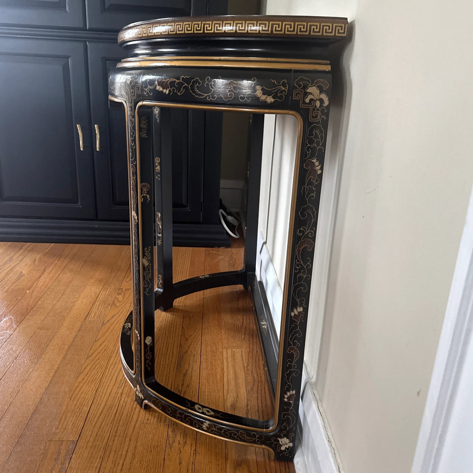 1980s Chinoiserie Connoisseur Demi-Lune Console Table by Drexel Heritage - 3